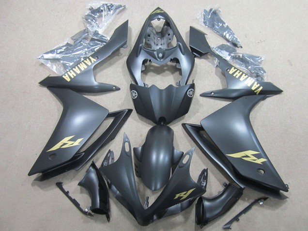 Carenados Moto Yamaha YZF R1 2007-2008 - Negro Mate Oro Calcomanía