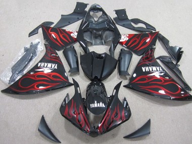 Carenados Moto Yamaha YZF R1 2012-2014 - Negro Brillante Rojo Llama