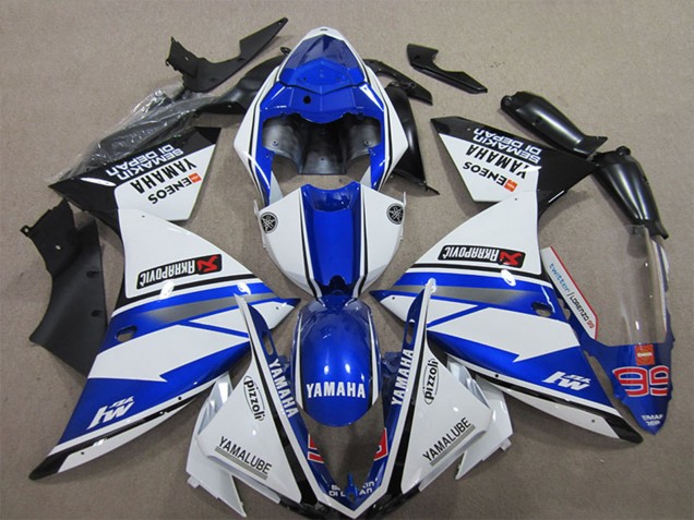 Carenados Moto Yamaha YZF R1 2012-2014 - Blanco Azul Negro Pizzoli ENEOS Yamalube Semakin Didepan