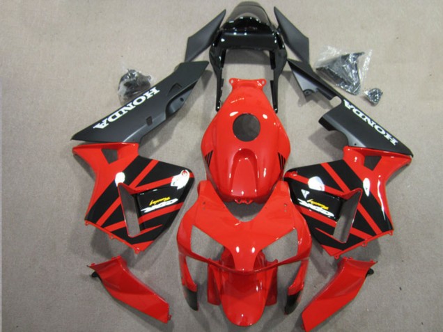 Carenado Moto Honda CBR600RR 2003-2004 - Rojo Negro Brillante Negro Mate