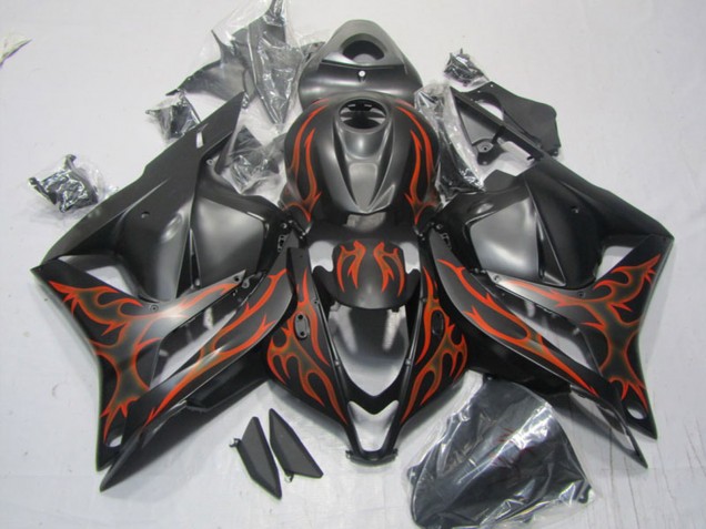 Carenados Moto Honda CBR600RR 2009-2012 - Negro Mate Naranja Llama