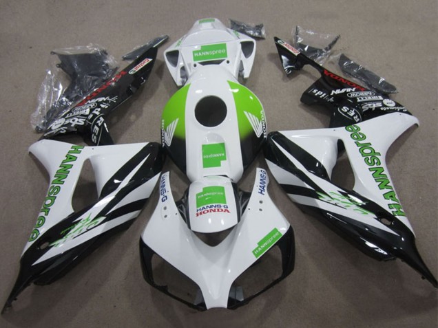 Carenados Moto Honda CBR1000RR 2006-2007 - Blanco Verde Negro Brillante Hannspree