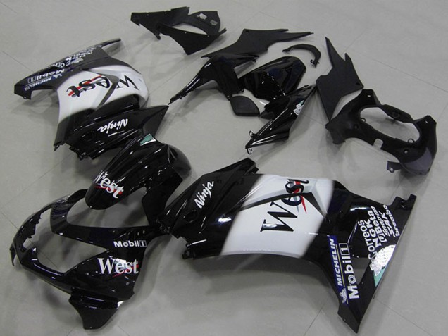 Carenados Moto Kawasaki ZX250R 2008-2012 - Negro Brillante Blanco West