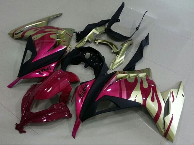 Carenados Moto Kawasaki ZX300R 2013-2018 - Oro Rosa Rojo Negro
