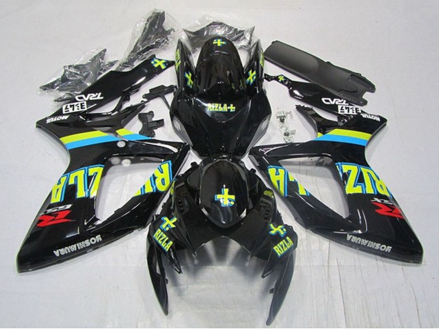 Carenados Moto Suzuki GSXR 600 2006-2007 - Negro Brillante Amarillo Rizla Rojo
