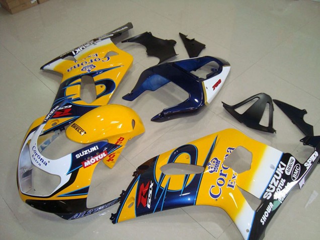 Carenados Moto Suzuki GSXR 750 2001-2003 - Amarillo Blanco Azul Alstare Corona Extra Motul