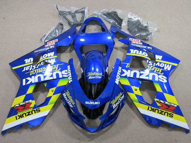 Carenados Moto Suzuki GSXR 750 2004-2005 - Azul Neon Amarillo Telefonica MoviStar Motul