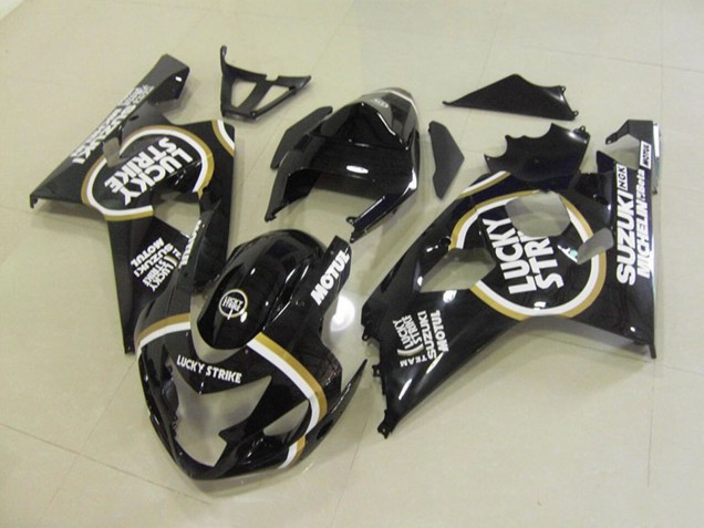 Carenados Moto Suzuki GSXR 750 2004-2005 - Negro Brillante Blanco Lucky Strike Motul
