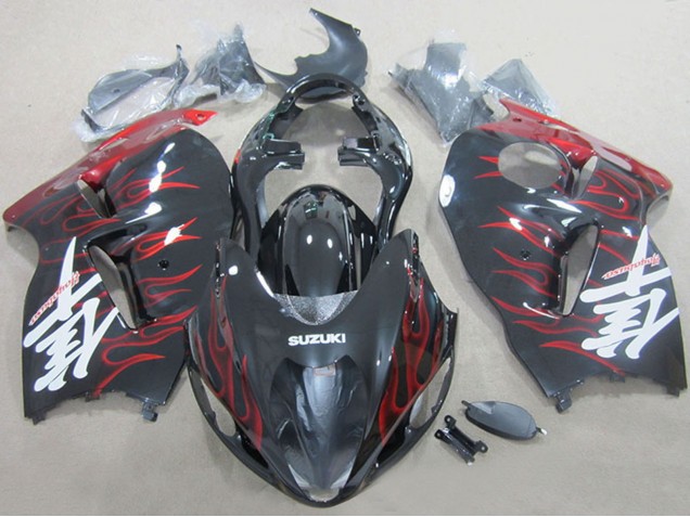 Carenados Moto Suzuki GSXR 1300 Hayabusa 1996-2007 - Negro Rojo Llama