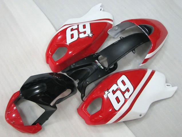 Carenados Moto Ducati Monster 696 2008-2012 - Blanco Rojo Negro Brillante 69