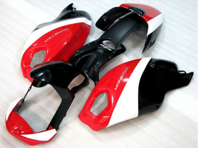 Carenado Moto Ducati Monster 696 2008-2012 - Blanco Rojo Negro Brillante