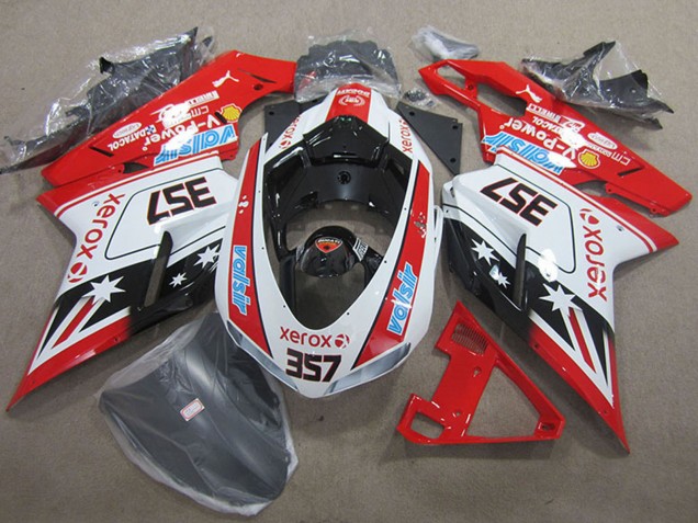 Carenados Moto Ducati 1098 2007-2014 - Blanco Rojo Negro Xerox 357