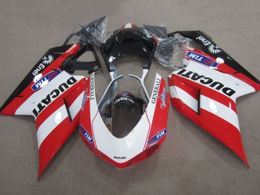 Carenados Moto Ducati 1098 2007-2014 - Rojo Blanco Negro Generali Tim
