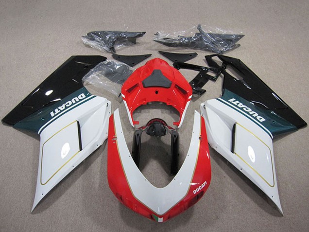 Kits Carenado Moto Ducati 848 1098 1198 2007-2014 - Blanco Rojo Negro Brillante