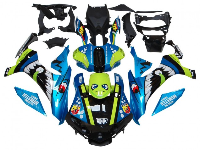 Carenados Moto Yamaha YZF R1 2015-2019 - Azul Verde Negro Tiburón
