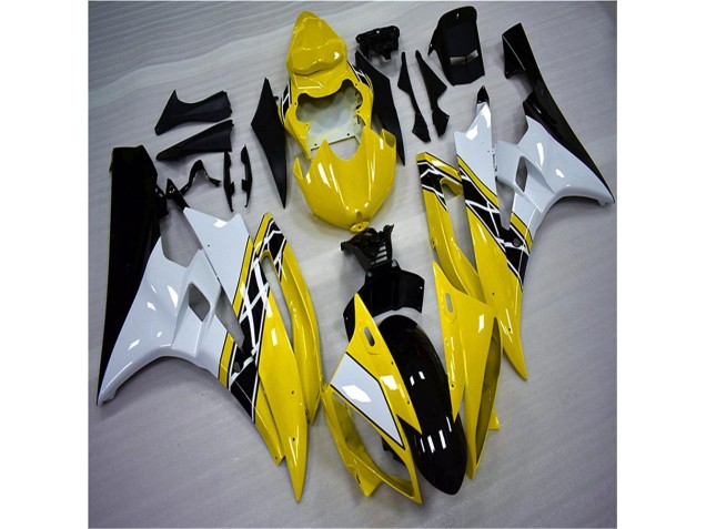 Moto Plástico R6 06-07 - Amarillo Blanco Negro Moto Plástico R6 06-07 - Amarillo Blanco Negro