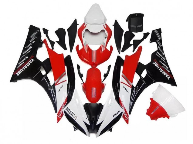 Plástica Moto R6 06-07 - Blanco Rojo Negro Plástica Moto R6 06-07 - Blanco Rojo Negro