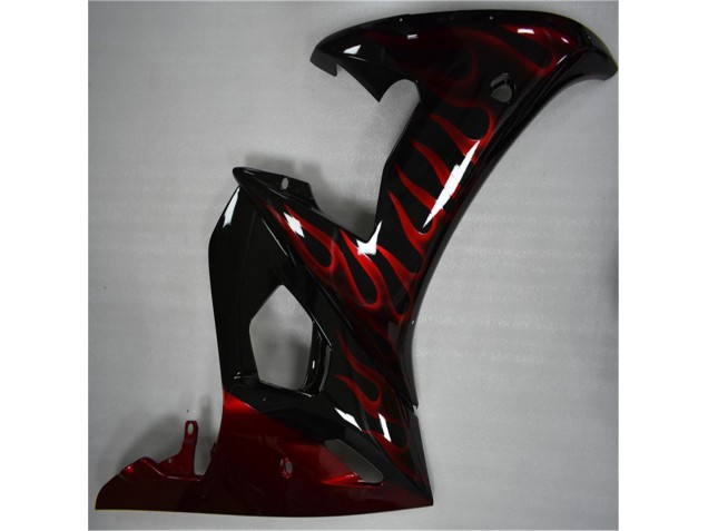 Plástico Moto R6 03-05 - Negro Rojo Llama Plástico Moto R6 03-05 - Negro Rojo Llama