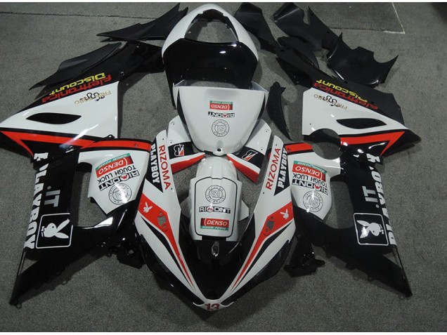Plástico Moto ZX6R 05-06 - Blanco Negro Rizoma Playboy Plástico Moto ZX6R 05-06 - Blanco Negro Rizoma Playboy